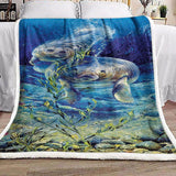 Two Manatees Sea Fleece Blanket