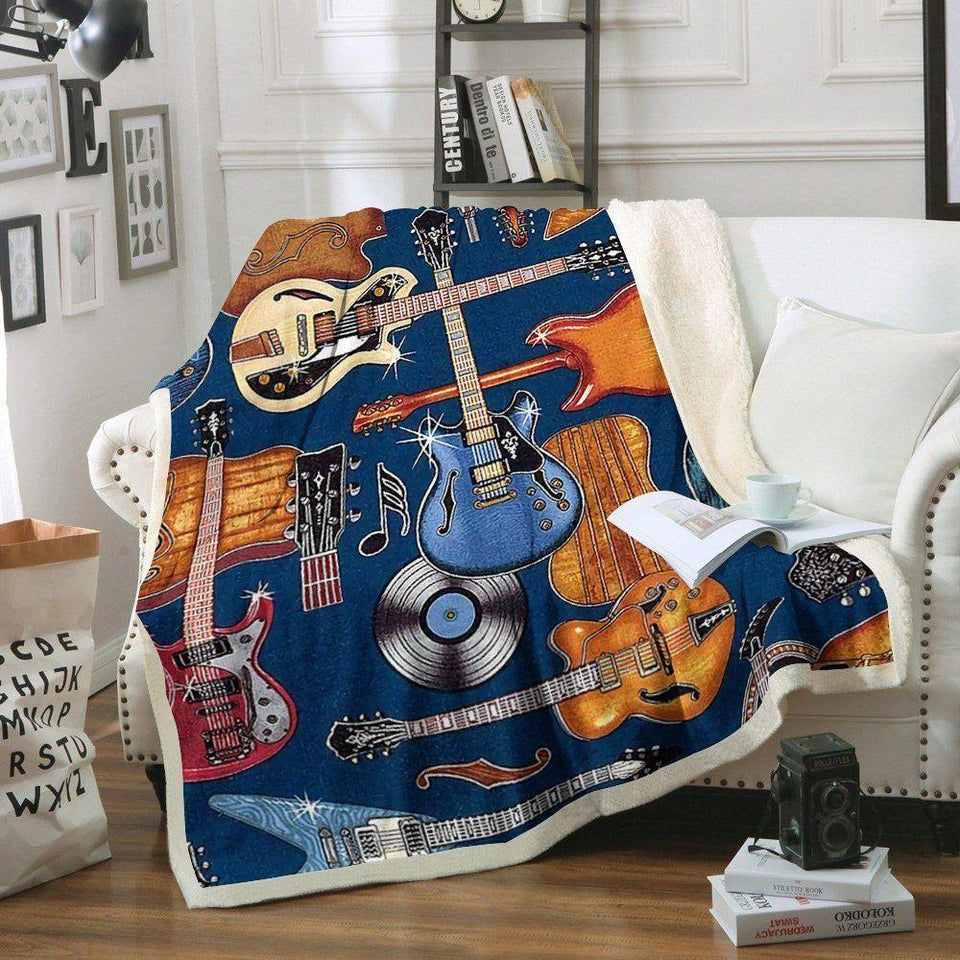 Fleece Blanket Guitar Fleece Blanket Print 3D, Unisex, Kid, Adult Guitar Lover 6 - Love Mine Gifts