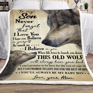 Wolf To My Son Your Mom Fleece Blanket Gift For Son | Family Blanket
