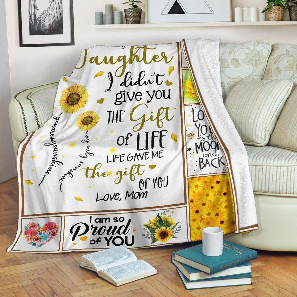 To My Dear Daughter Sunflower 2 Fleece Blanket - Gift For Daughter | Family Blanket