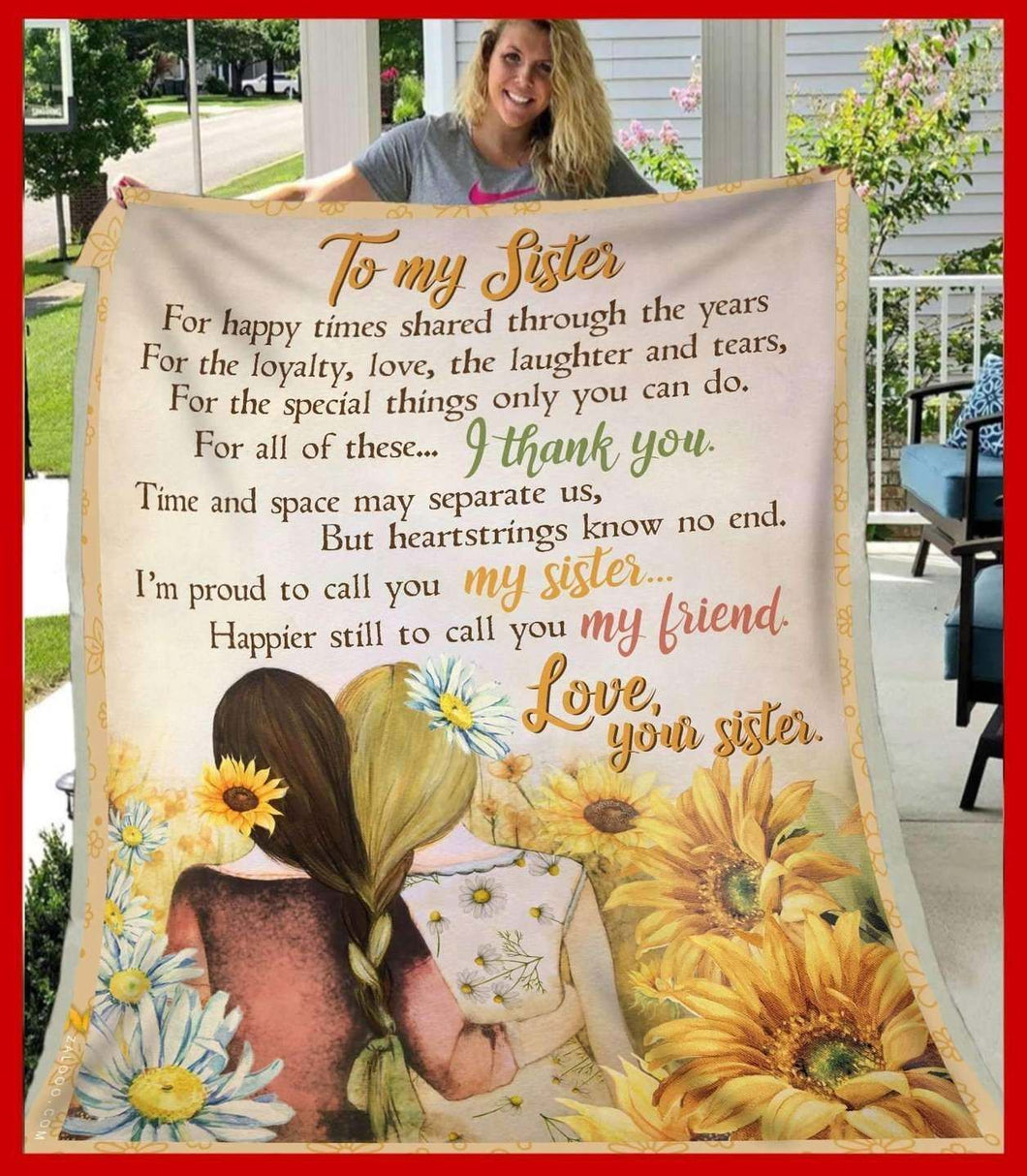 To My Sister Fleece Blanket Sunflower - Gift For Sister