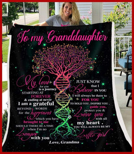 To My Granddaughter Tree Of Life Fleece Blanket Gift For Granddaughter | Family Blanket