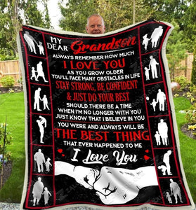 To My Grandson Fleece Blanket Gift For Grandson, I Love You | Family Blanket