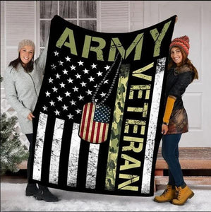 Fleece Blanket Army Veteran Personalized Custom Name Date Fleece Blanket Print 3D, Unisex, Kid, Adult, Gift For Army Veteran - Love Mine Gifts