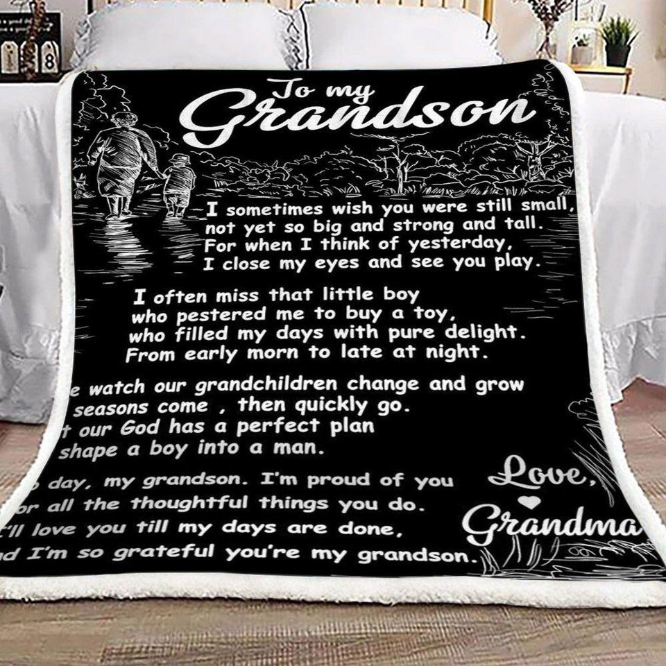 Grandson Fleece Blanket Letter From Grandma - Gift For Grandson | Family Blanket