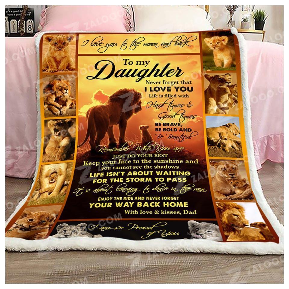 To My Daughter Lion Fleece Blanket Gift From Dad - Gift For Daughter | Family Blanket