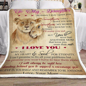 Lion To My Daughter Love Mom Fleece Blanket Gift For Daughter | Family Blanket