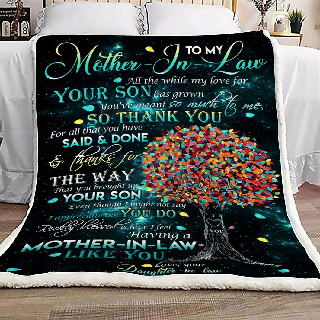 Tree To My Mother In Law Fleece Blanket Gift For Mother In Law | Family Blanket