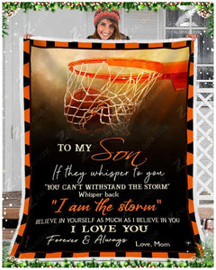 To My Basketball Son Fleece Blanket From Mom I Love You - Gift For Son | Family Blanket