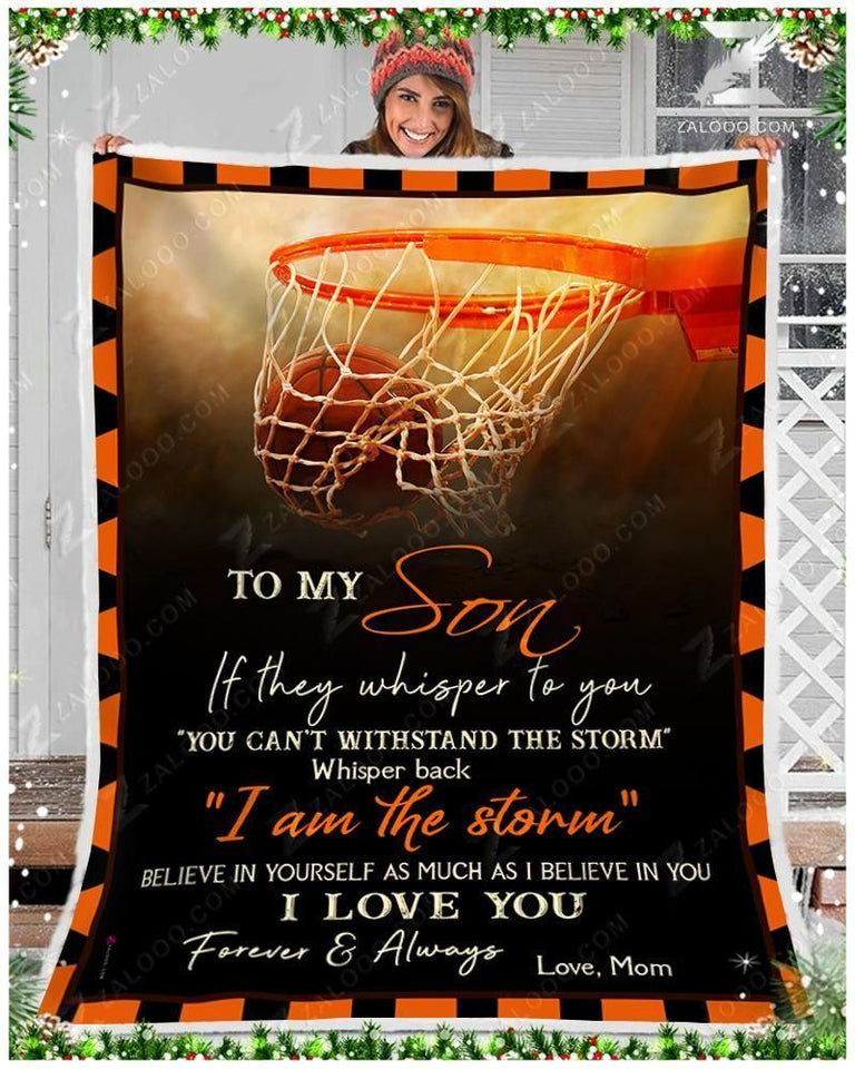 To My Basketball Son Fleece Blanket From Mom I Love You - Gift For Son | Family Blanket
