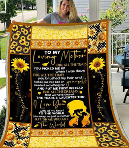 Sunflower To My Loving Mother Fleece Blanket Gift For Mom | Family Blanket
