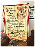 Mom To Son Lion Fleece Blanket To My Amazing Son - Gift For Son | Family Blanket