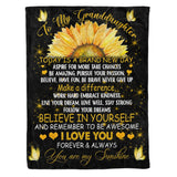 To my Granddaughter Sunflower Fleece Blanket Birthday Gift, Christmas Gift for Granddaughter | Family Blanket