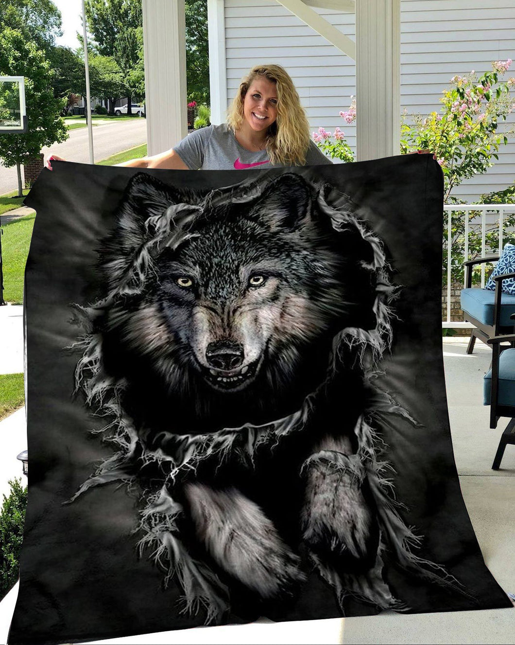 Fleece Blanket Big Wolf Personalized Custom Name Date Fleece Blanket Print 3D, Unisex, Kid, Adult - Gift For Wolf Lover - Love Mine Gifts