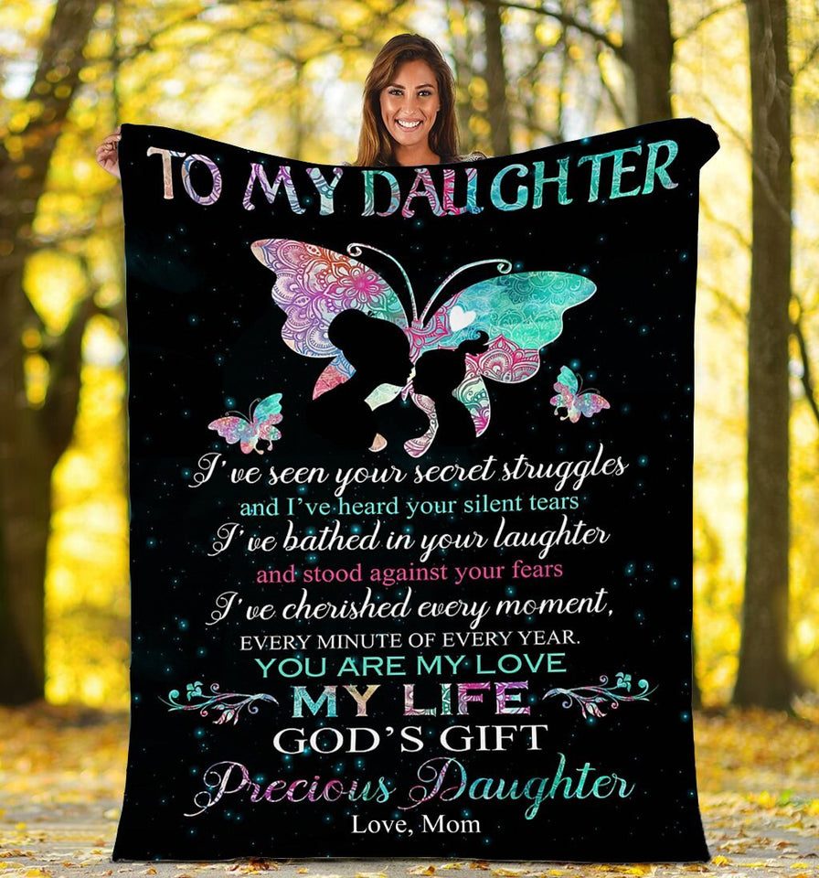 To my Daughter Butterfly Fleece Blanket - Birthday Gift, Christmas Gift For Daughter | Family Blanket