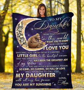 To My Daughter Bear From Mom Fleece Blanket Birthday Gift, Christmas Gift For Daughter | Family Blanket