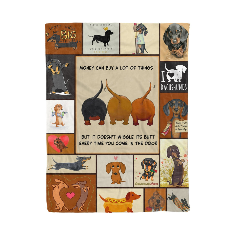 Dachshund Dog Fleece Blanket Money Can Buy A Lot Of Things - Gift For Dog Lover