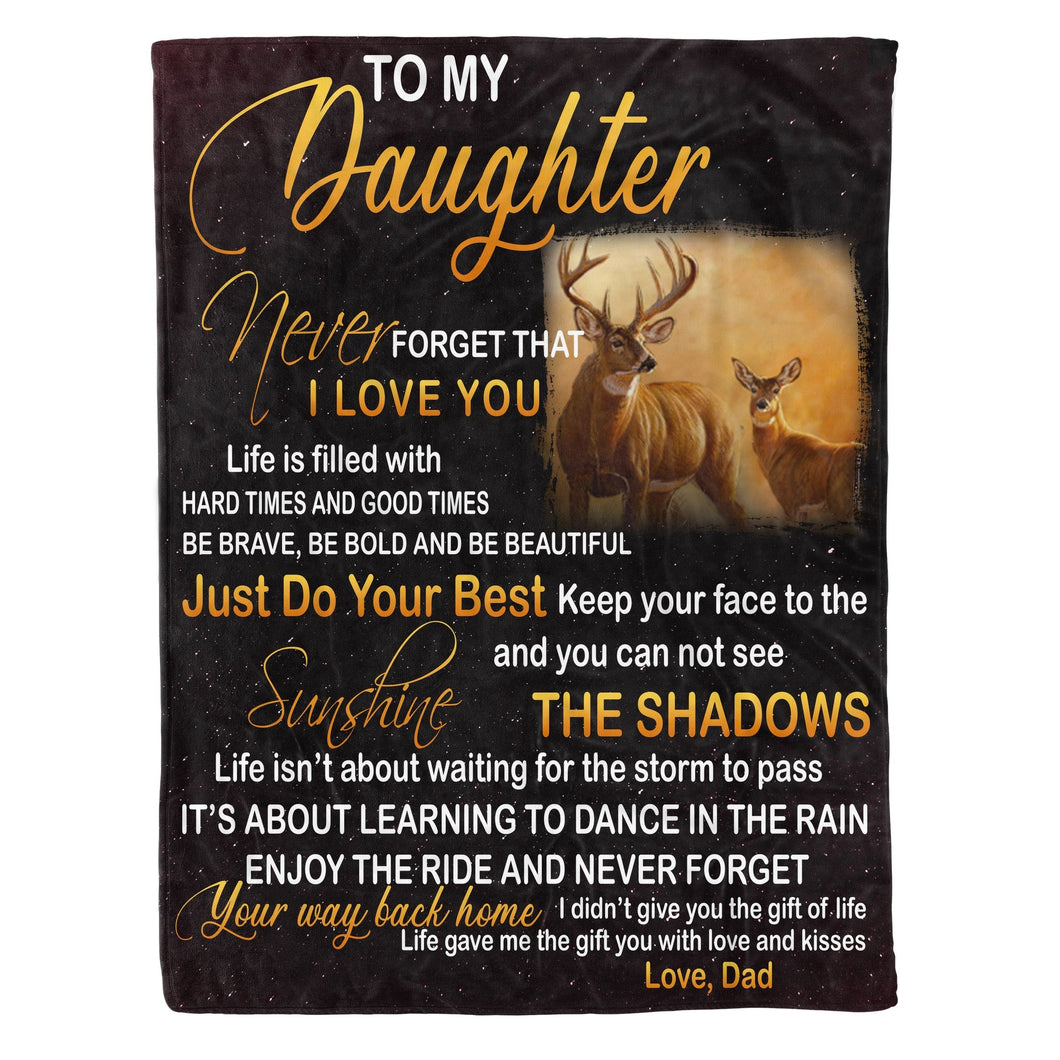 Dad to Daughter Deer Fleece Blanket - Gift for Daughter - Birthday Christmas Gift
