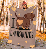 I Love Dachshund Dog Fleece Blanket - Gift For Dachshund Lover - Christmas Gift