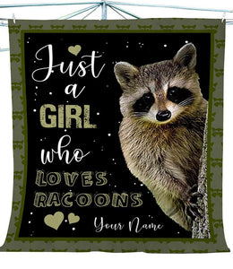 Fleece Blanket Just A Girl Who Loves Raccoons Fleece Blanket Print 3D, Unisex, Kid, Adult - Gift For Racoon Lover - Love Mine Gifts