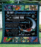To My Granddaughter Butterflies Fleece Blanket - Gift For Granddaughter From Grandma