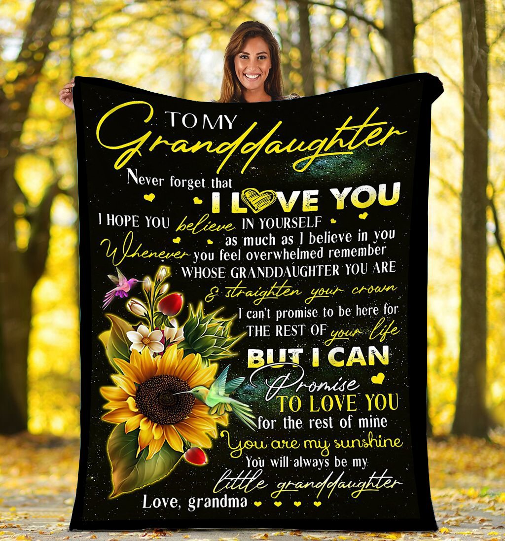 To My Granddaughter Sunflower Fleece Blanket - Gift For Granddaughter From Grandma