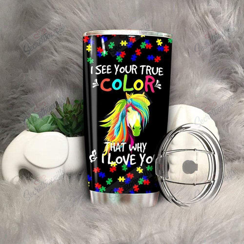 Tumbler Personalized Autism Awareness Colorful Horse Nc2011048Cl Stainless Steel Tumbler Travel Customize Name, Text, Number, Image - Love Mine Gifts