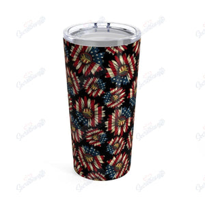 Tumbler Personalized Red White Blue Sunflower Gs-Cl-Ml1403 Stainless Steel Tumbler Customize Name, Text, Number - Love Mine Gifts