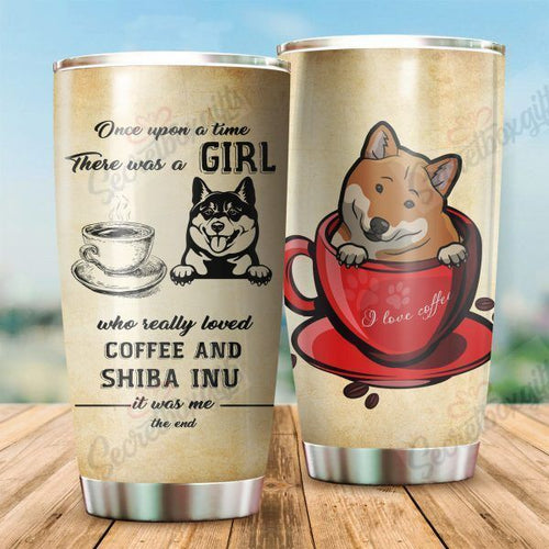 Tumbler Personalized Girl Love Coffee And Shiba Inu Gs-Cl-Ml1403 Stainless Steel Tumbler Travel Customize Name, Text, Number, Image - Love Mine Gifts