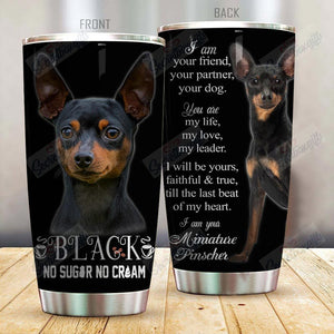 Tumbler Personalized Black No Sugar Miniature Pinscher Gs-Cl-Dt1104 Stainless Steel Tumbler Customize Name, Text, Number - Love Mine Gifts