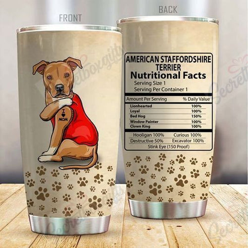 Tumbler Personalized I Love Mom American Staffordshire Terrier Nutritional Gs-Cl-Dt1803 Stainless Steel Tumbler Travel Customize Name, Text, Number, Image - Love Mine Gifts