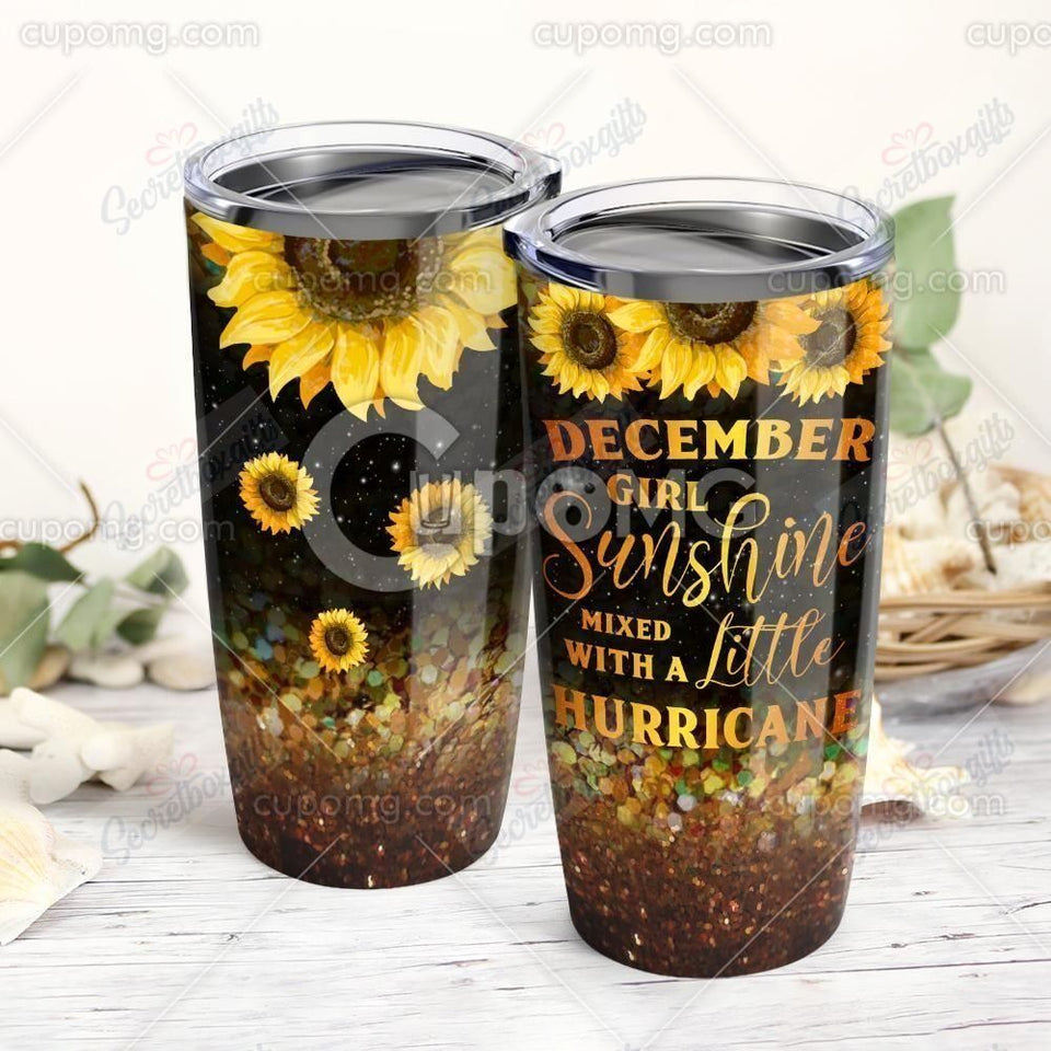 Tumbler Personalized December Girl Sunshine Mixed With Little Hurricane Gs-Cl-Ml0503 Stainless Steel Tumbler Travel Customize Name, Text, Number, Image - Love Mine Gifts