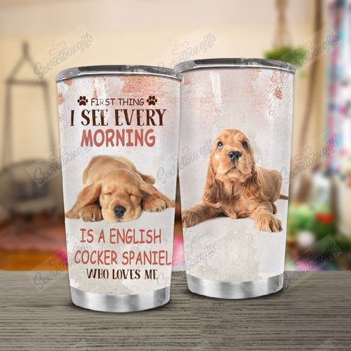 Tumbler Personalized English Cocker Spaniel Morning Gs-Cl-Ml0604 Stainless Steel Tumbler Travel Customize Name, Text, Number, Image - Love Mine Gifts