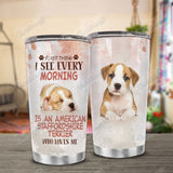 Tumbler Personalized American Staffordshire Terrier Morning Gs-Cl-Ml0604 Stainless Steel Tumbler Travel Customize Name, Text, Number, Image - Love Mine Gifts