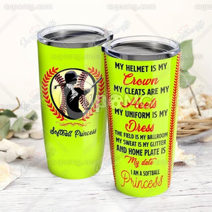 Tumbler Personalized Softball Princess Gs-Cl-Ml0503 Stainless Steel Tumbler Travel Customize Name, Text, Number, Image - Love Mine Gifts
