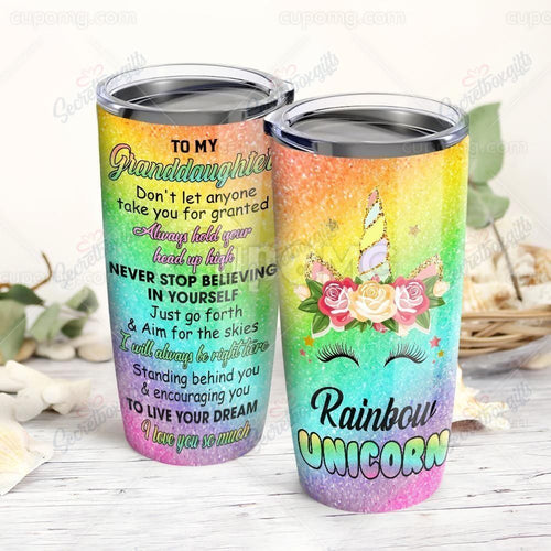 Tumbler Personalized To My Granddaughter Rainbow Unicorn Gs-Cl-Ml0503 Stainless Steel Tumbler Travel Customize Name, Text, Number, Image - Love Mine Gifts