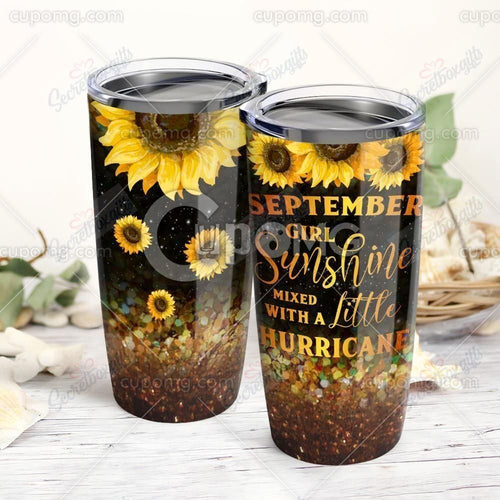 Tumbler Personalized September Girl Sunshine Mixed With Little Hurricane Gs-Cl-Ml0503 Stainless Steel Tumbler Travel Customize Name, Text, Number, Image - Love Mine Gifts