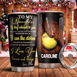 Tumbler To My Daughter Softball Dna2711005 Stainless Steel Tumbler Travel Customize Name, Text, Number, Image - Love Mine Gifts