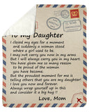 Air Mail Letter To My Daughter, I Closed My Eyes Fleece Blanket - Gift For Daughter