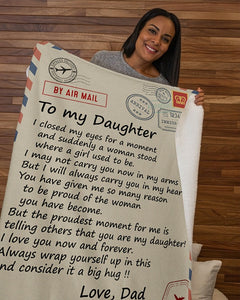 To My Daughter I Closed My Eyes - Dad Fleece Blanket - Gift For Daughter