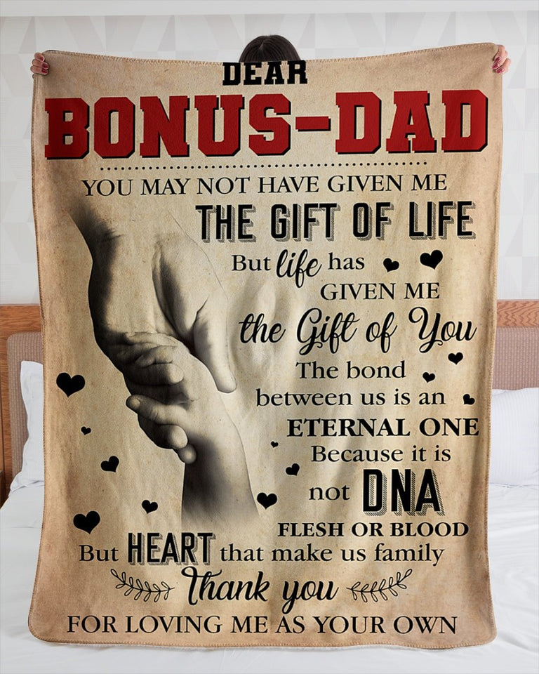 Thank You For Loving Me As You Own - To Bonus Dad Fleece Blanket - Gift For Dad