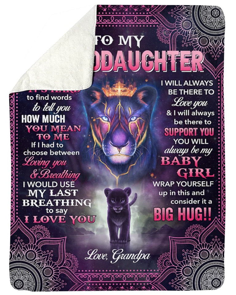 Lion To My Granddaughter, Sometimes Its Hard Fleece Blanket - Gift For Granddaughter