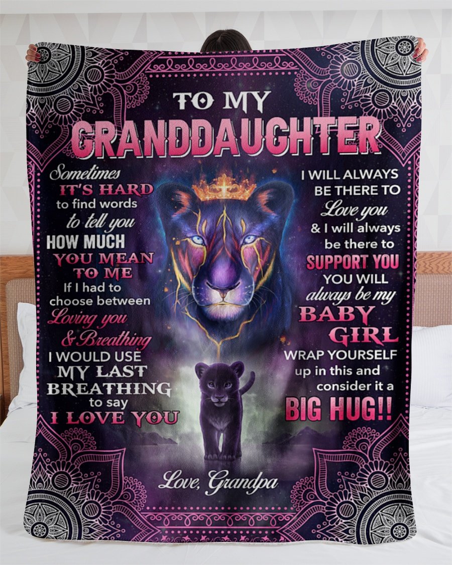 Lion To My Granddaughter, Sometimes Its Hard Fleece Blanket - Gift For Granddaughter