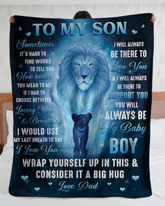 Sometimes It's Hard To Find - Lion Dad To Son Fleece Blanket - Gift For Son