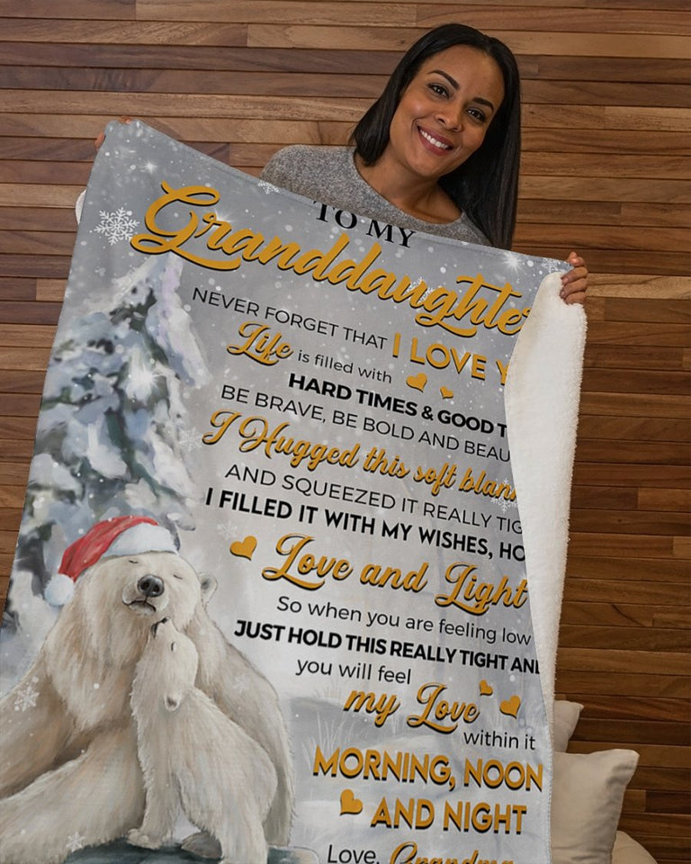 Bear Never Forget That I Love You-To Granddaughter Fleece Blanket
