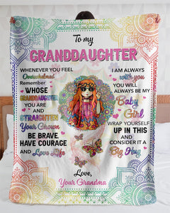 Hippie Whenever You Feel - To Granddaughter Fleece Blanket - Gift For Granddaughter