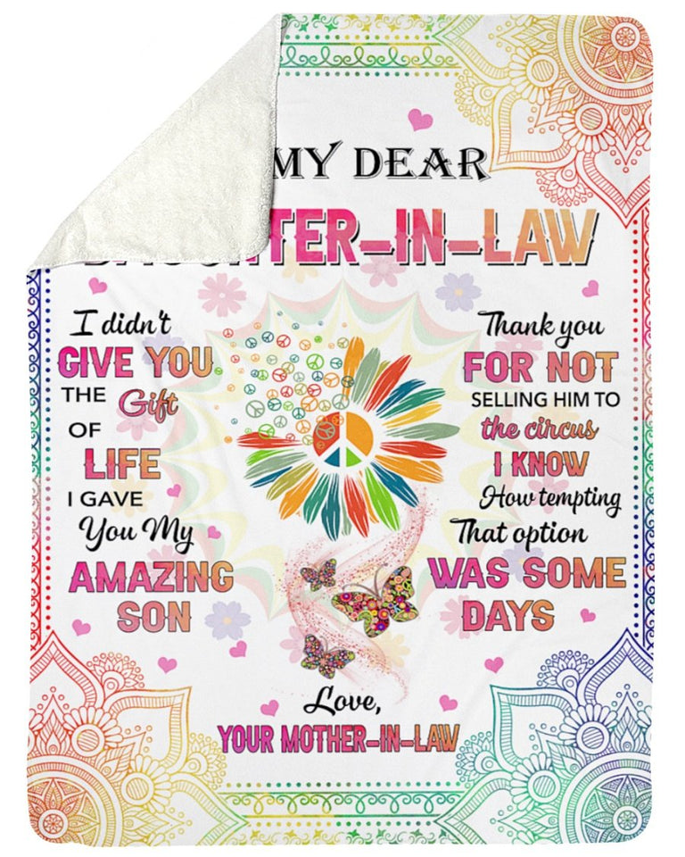 Flower To My Dear Daughter-In-Law I Didn't Give U Fleece Blanket - Gift For Daughter In Law