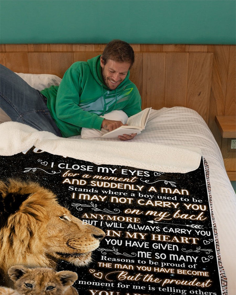 Dad To My Son Blanket Lion Fleece Blanket