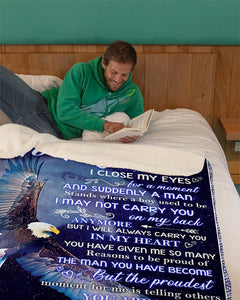 Dad To My Son Blanket Eagle Fleece Blanket
