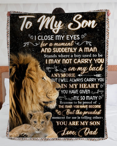 Dad To My Son Blanket Lion Fleece Blanket